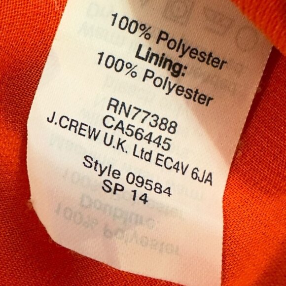 J.Crew Women's Orange Shift Dress Short Sleeve Front Keyhole Neck Size 4 - Picture 7 of 8